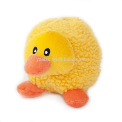 Yellow Chicken Round Squeaky Plush Dog Toy